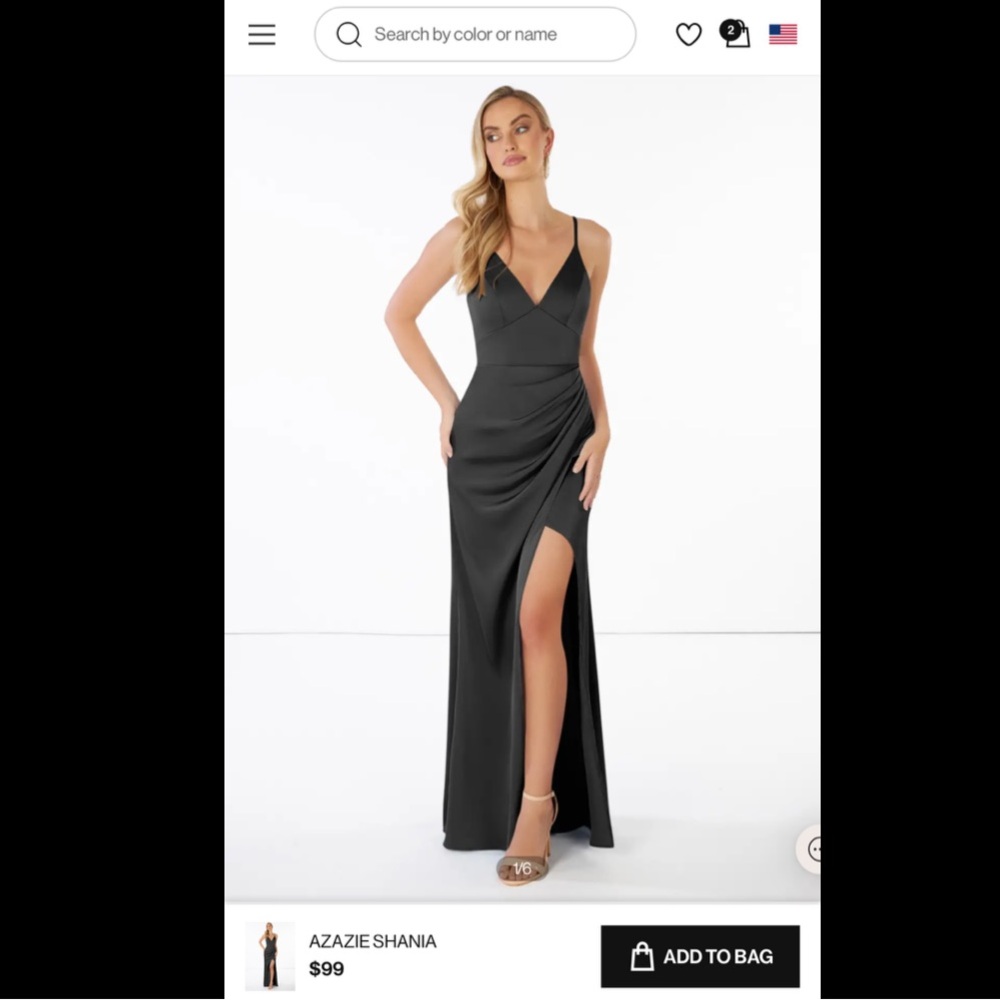 Black satin bridesmaid dress
